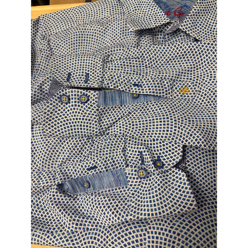 Robert Graham Button Down Shirt‎ Large Blue Geometric Long Sleeve Classic Fit - Picture 9 of 9